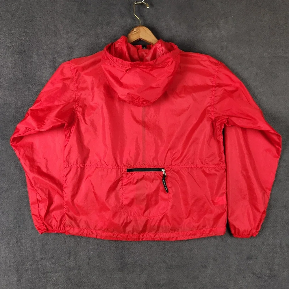 The North Face Rain Jacket‎ Mens Medium Red Full Zip Hooded Windbreaker Packable